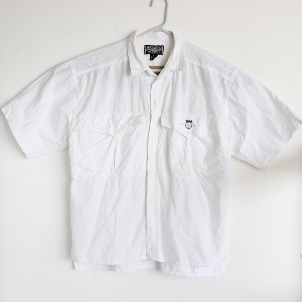 VTG Weekends Mens Cabana Beach Vacation Button Up Shirt Cotton Light Weight XL